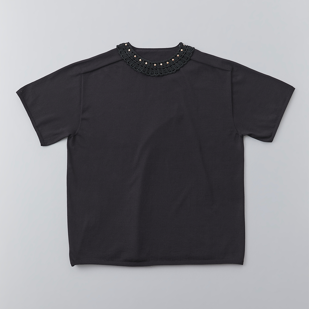 TYPE-1 EVOKE Flat Collar Part Hand Knit (Black)