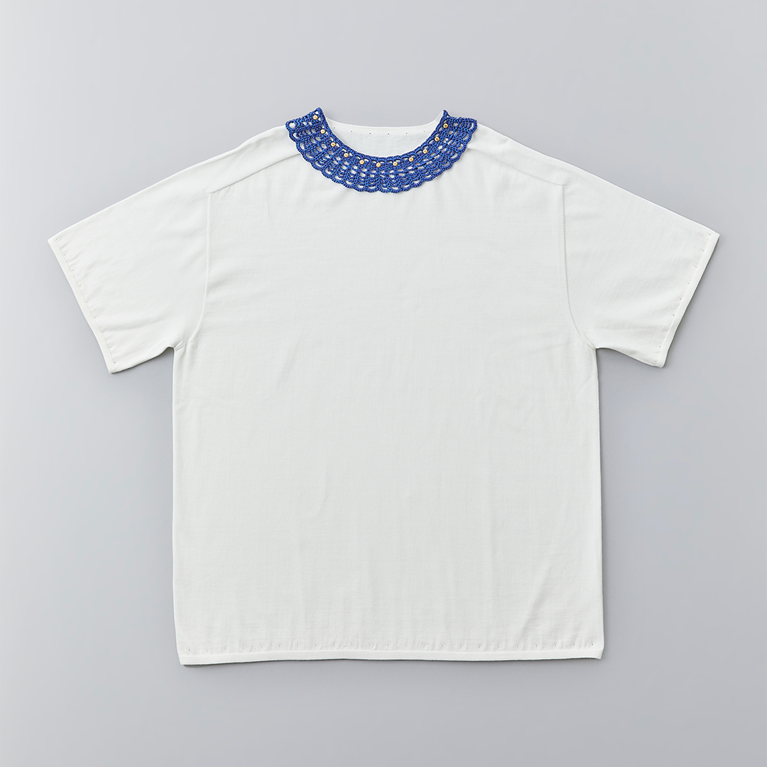 TYPE-1 EVOKE Flat Collar Part Hand Knit (Multi Blue)