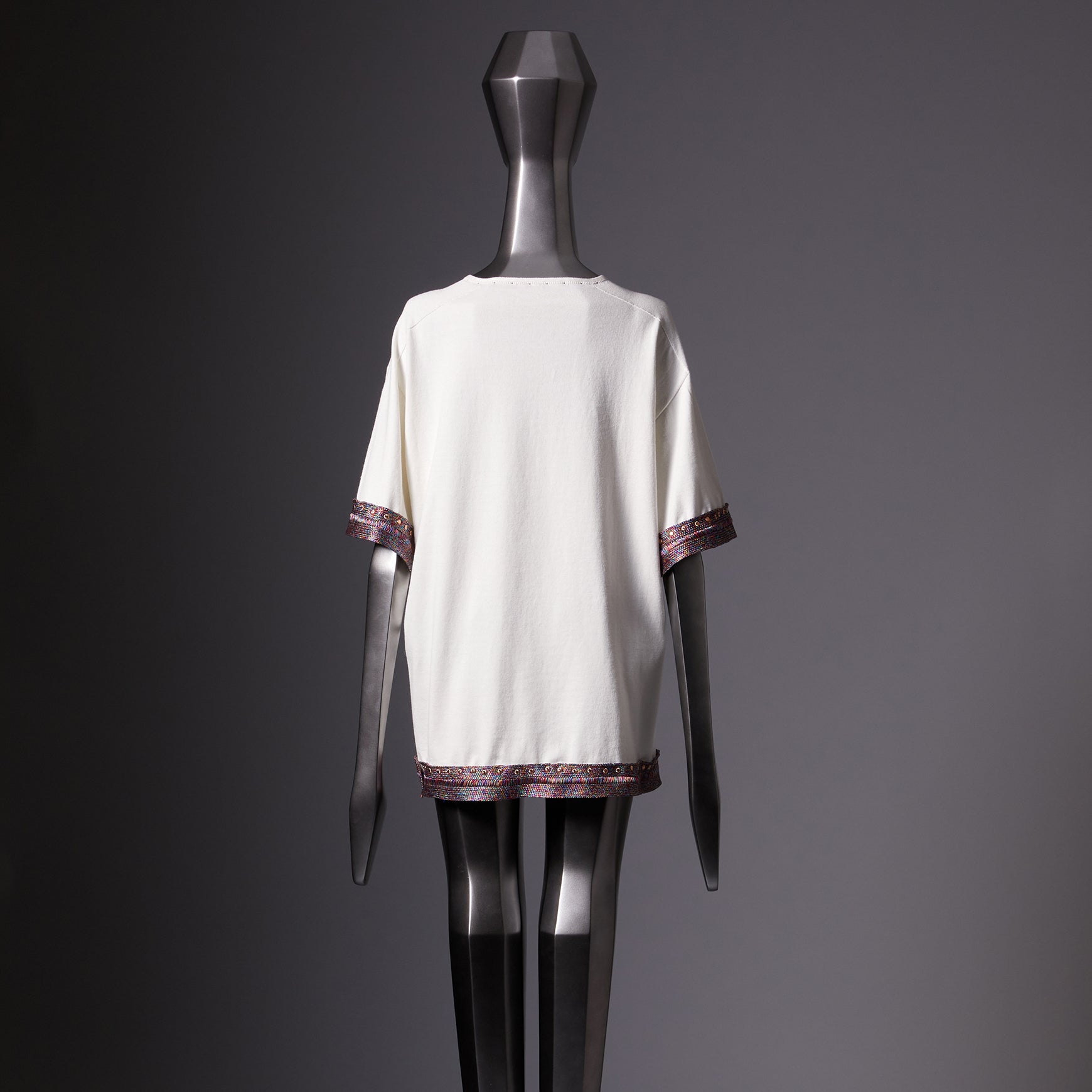 TYPE-1 ATLAS Knit Upcycle Silk Half Sleeves Short (Multi/White)