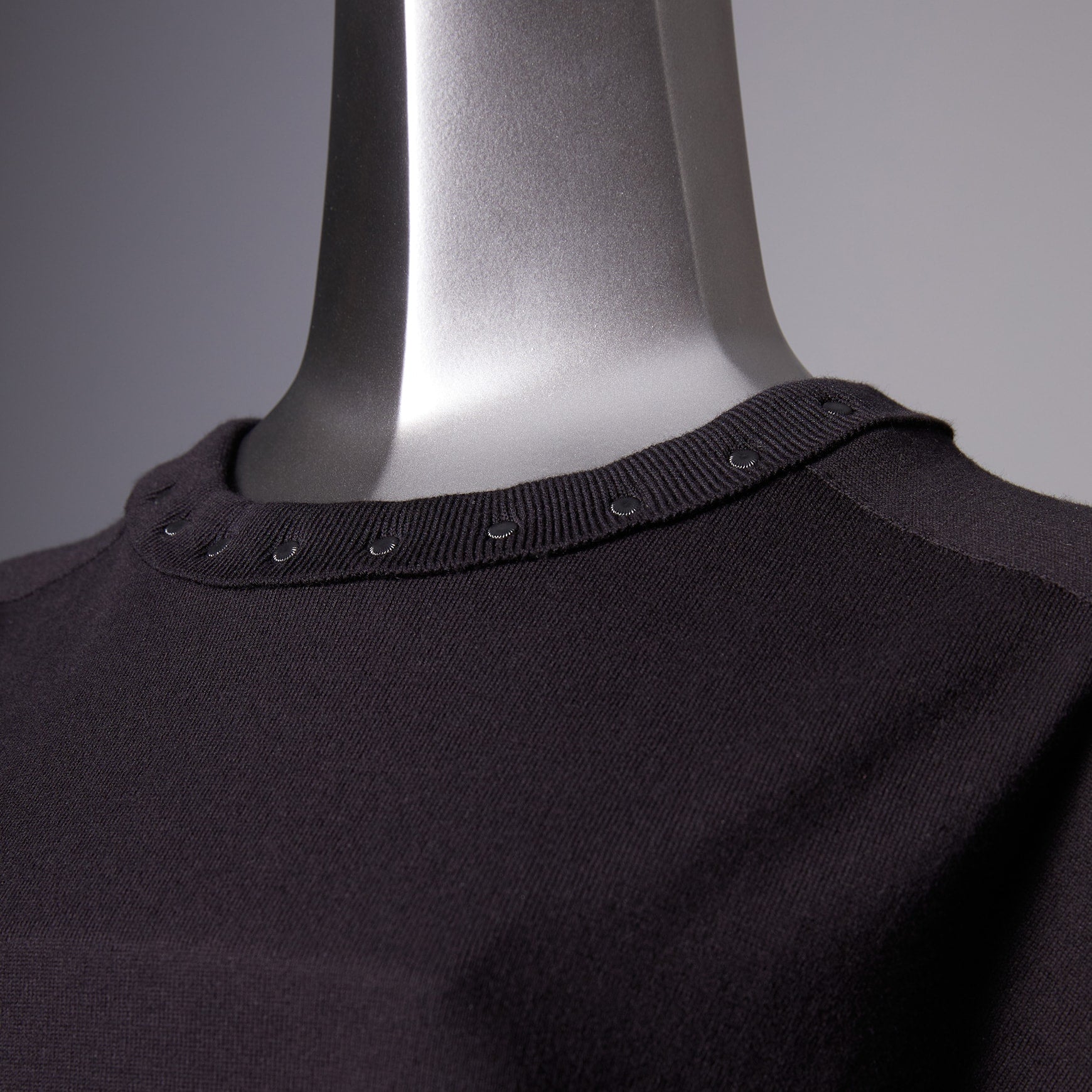 TYPE-1 Knit Organic Cotton Crew Neck Collar Part (Black)