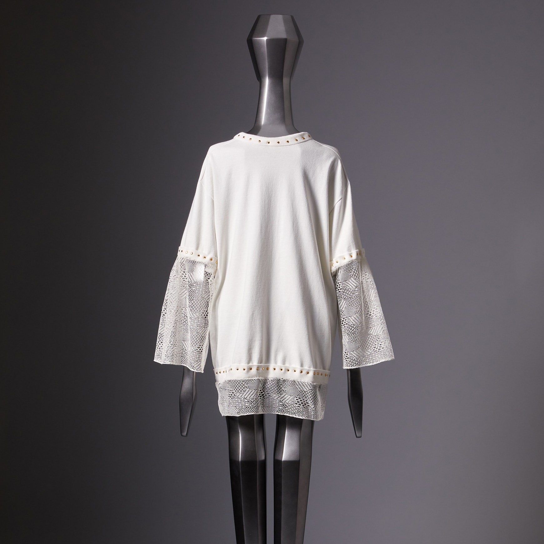 TYPE-1 Knit Organic Cotton Half Sleeves with French Lace Sleeve Parts Long and Gold Washer(White Cells)