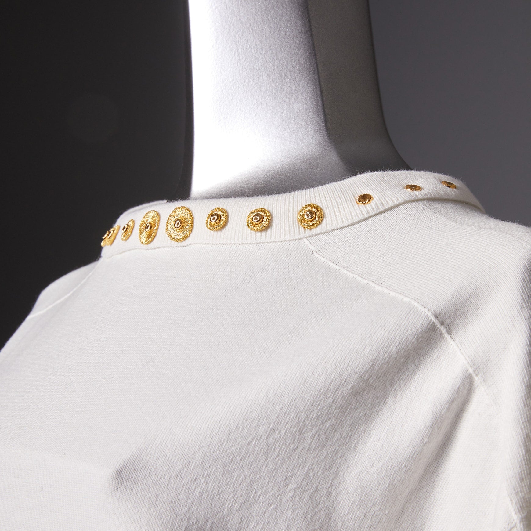 TYPE-1 Knit Organic Cotton Half Sleeves with French Lace Sleeve Parts Long and Gold Washer(White Cells)