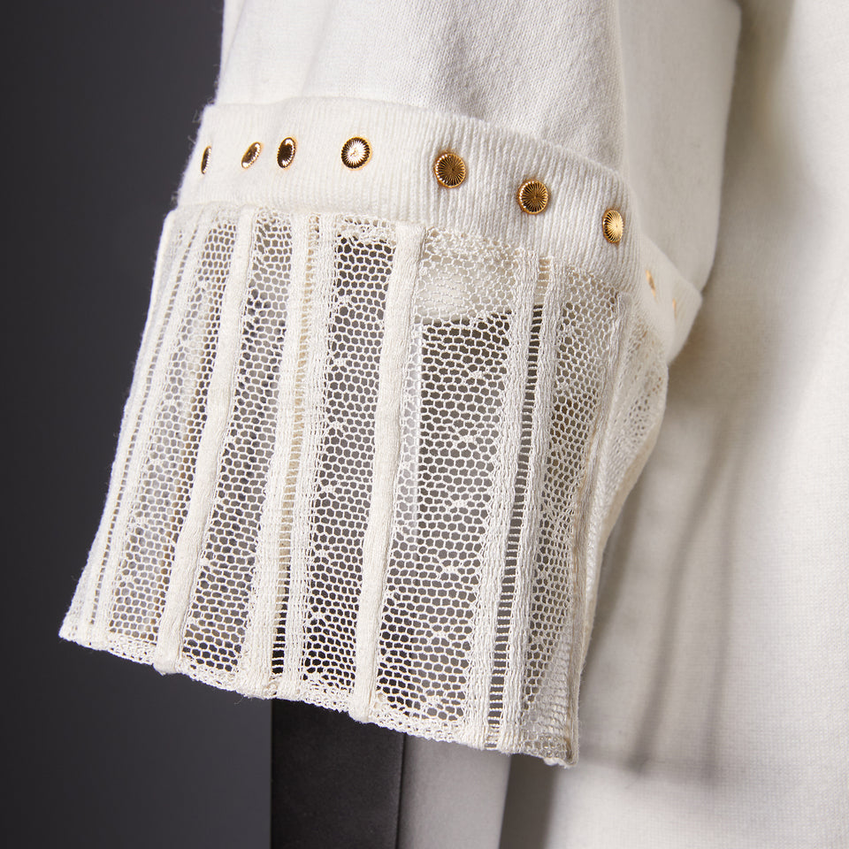 TYPE-1 Knit Half Sleeves French Lace Sleeve Parts Short (White Stripes)
