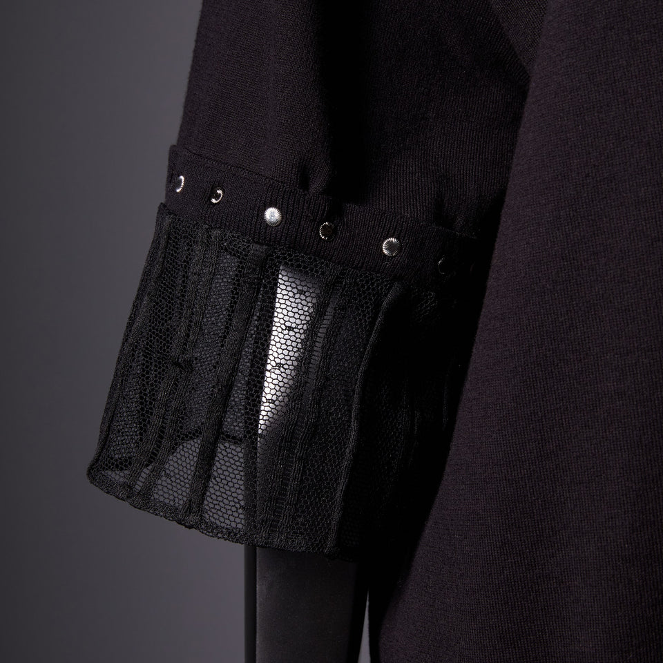 TYPE-1 Knit Half Sleeves French Lace Sleeve Parts Short (Black Stripes)