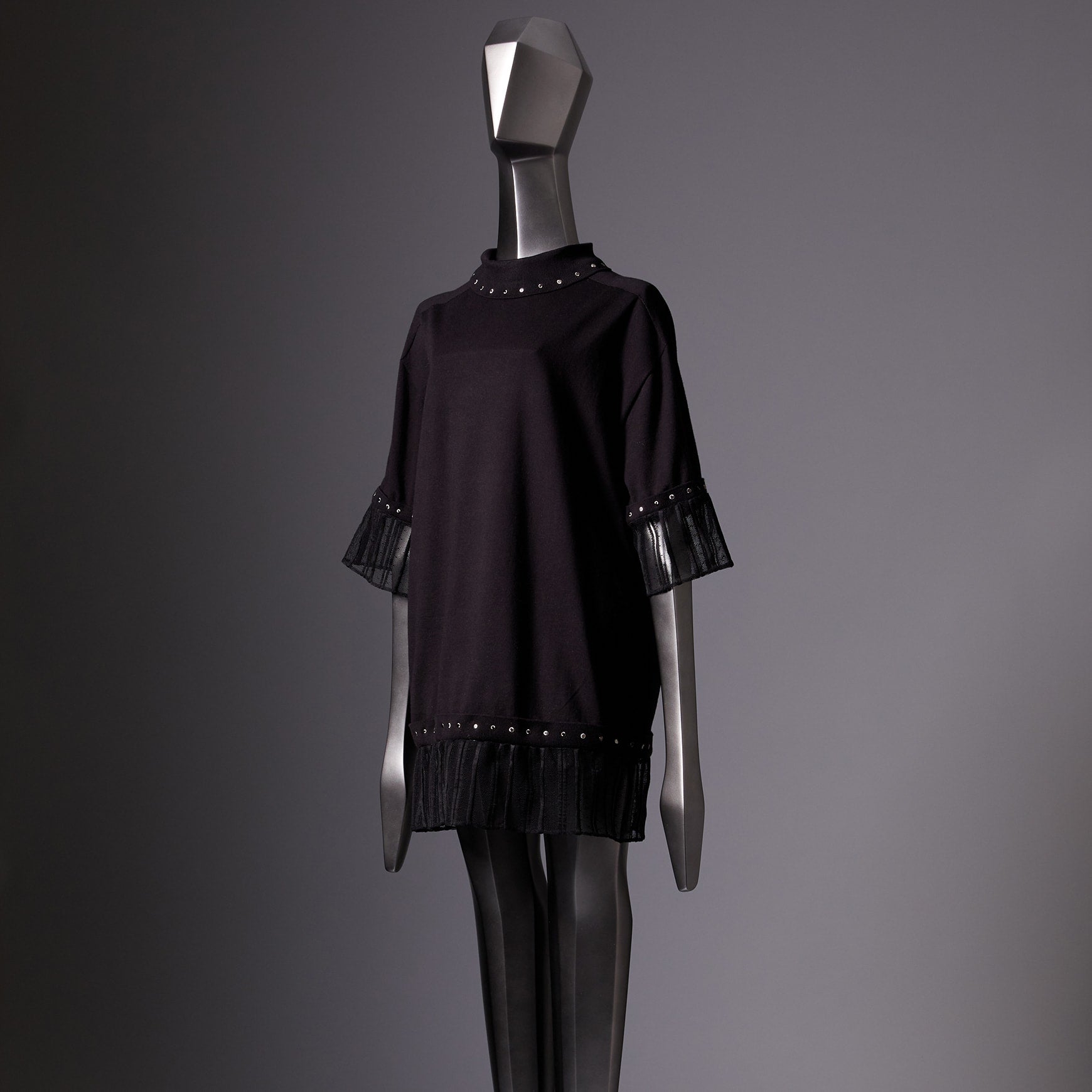 TYPE-1 Knit Half Sleeves French Lace Sleeve Parts Short (Black Stripes)