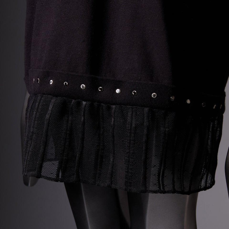 TYPE-1 Knit French Lace Waist Part (Black Stripes)