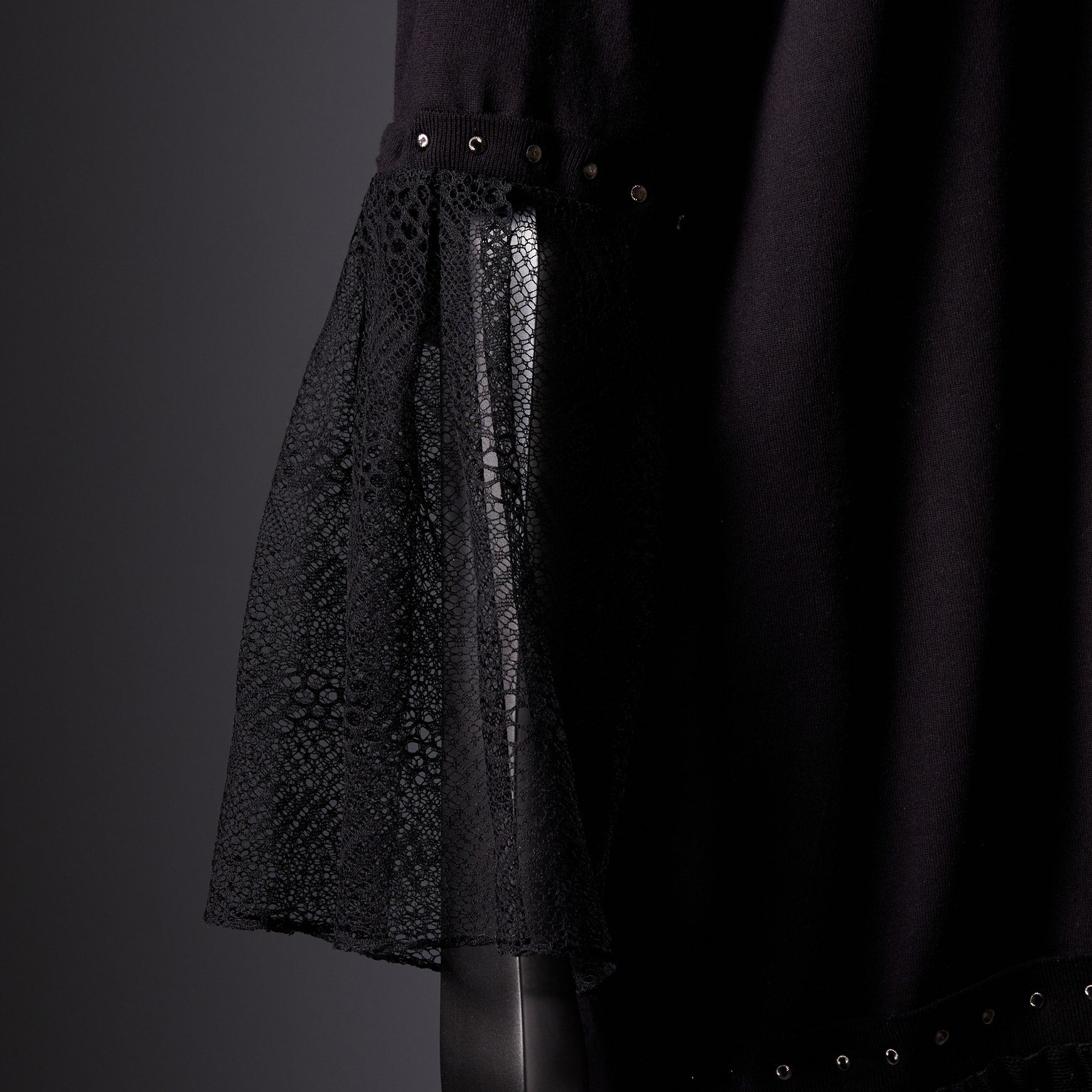 TYPE-1 Knit Half Sleeves French Lace Sleeve Parts Long (Black Cells)