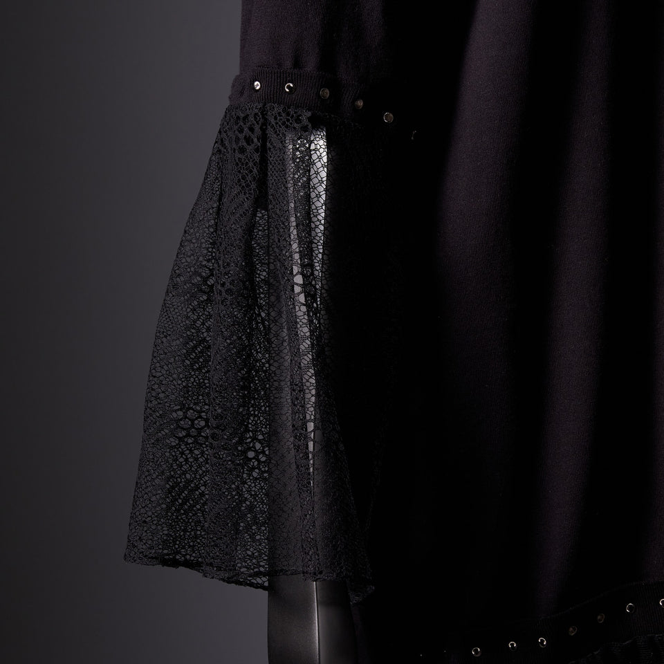 TYPE-1 Knit Half Sleeves French Lace Sleeve Parts Long (Black Cells)