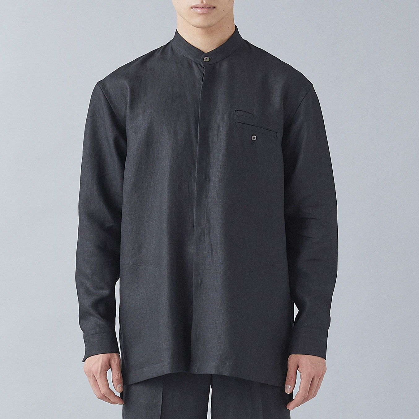 Atelier Mao Collar Shirt (Black)