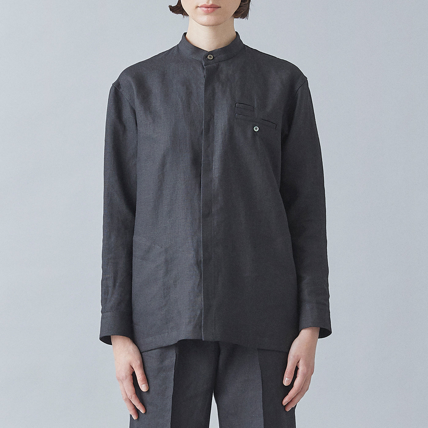 Atelier Mao Collar Shirt (Black)