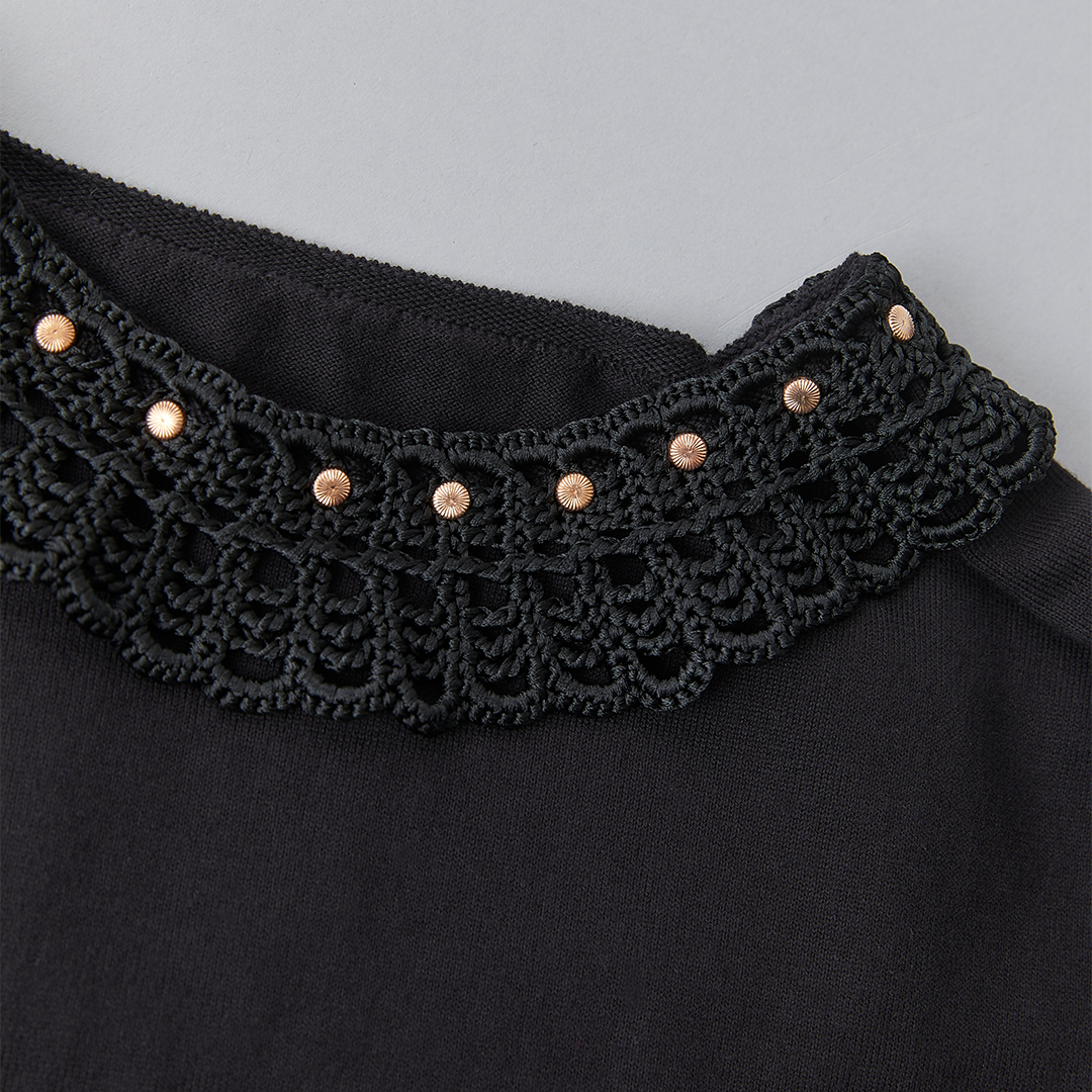 TYPE-1 EVOKE Flat Collar Part Hand Knit (Black)
