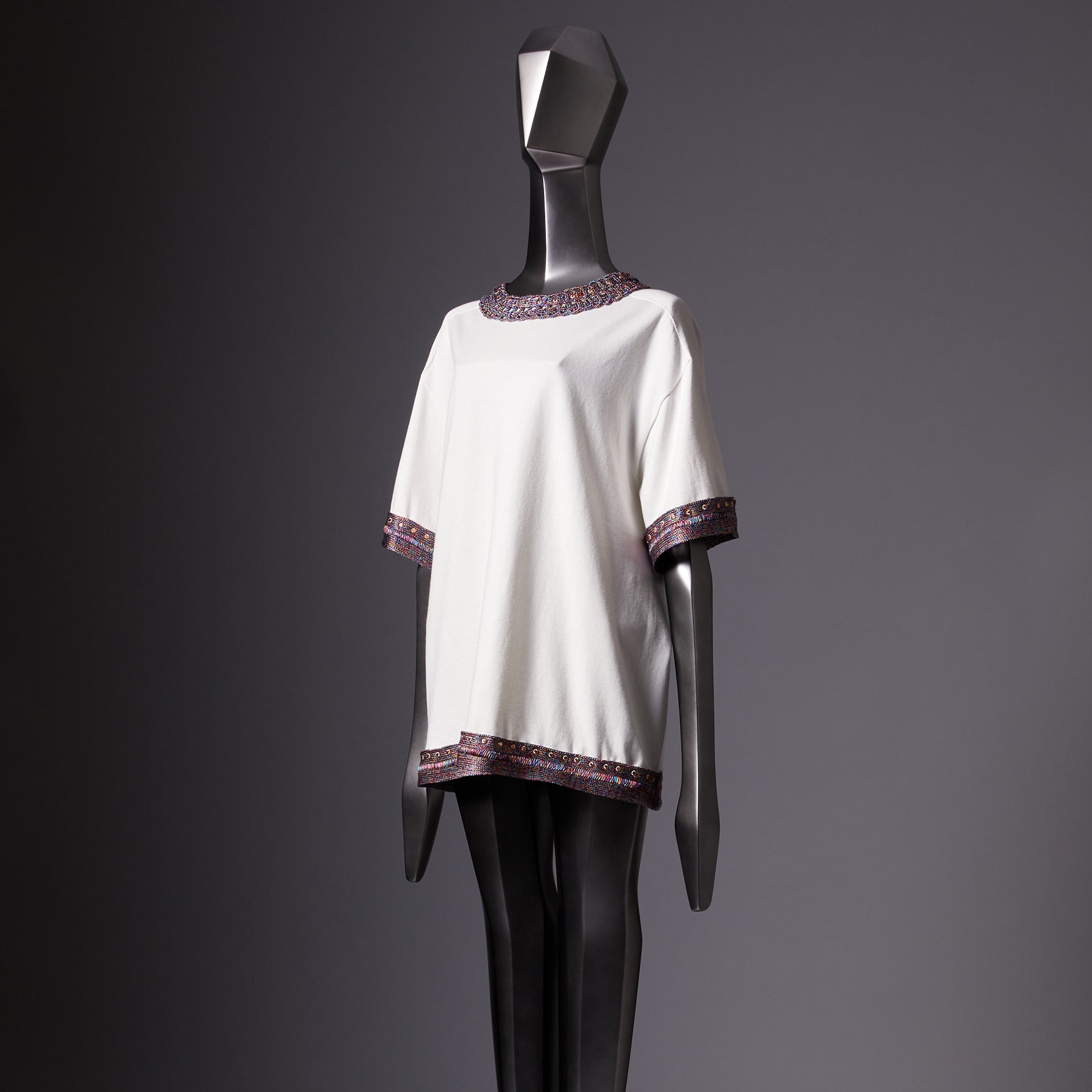 TYPE-1 ATLAS Knit Upcycle Silk Half Sleeves Short (Multi/White)