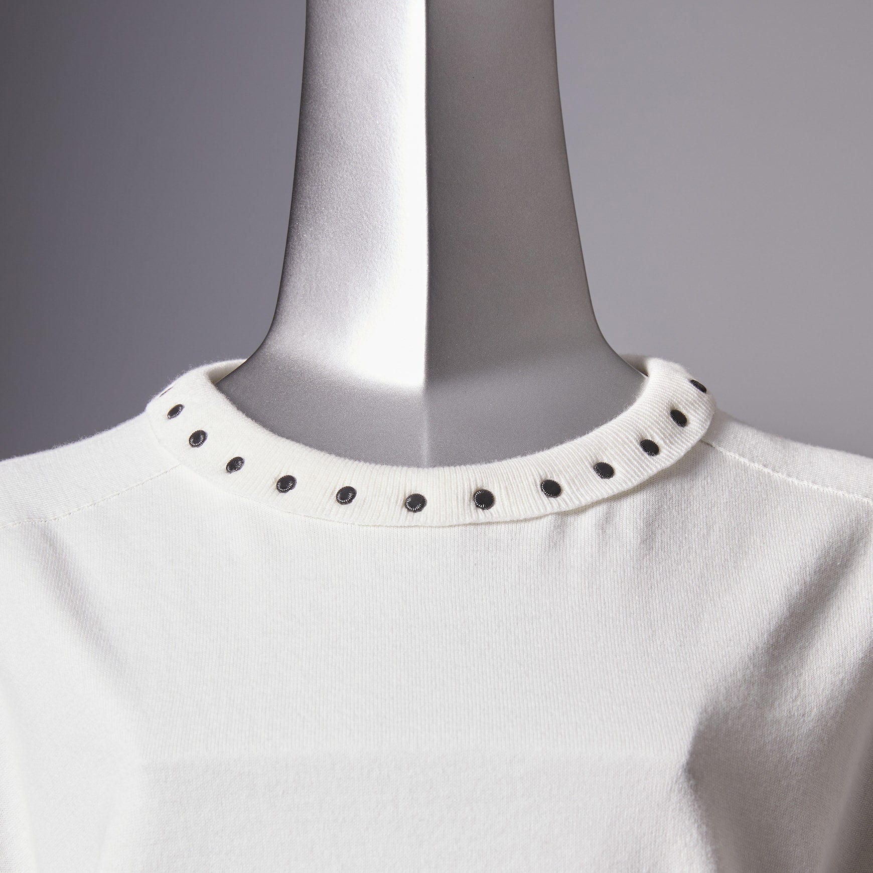 TYPE-1 Knit Organic Cotton Crew Neck Collar Part (White)