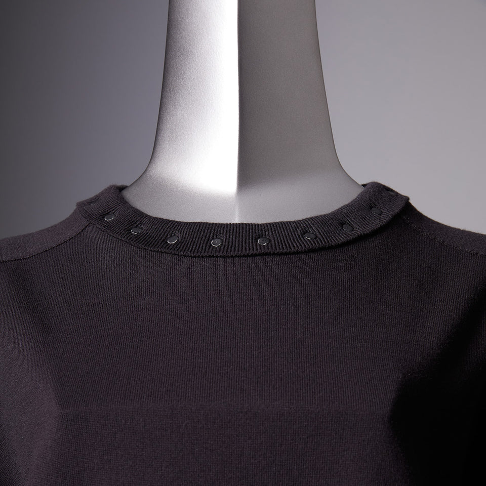 TYPE-1 Knit Organic Cotton Crew Neck Collar Part (Black)