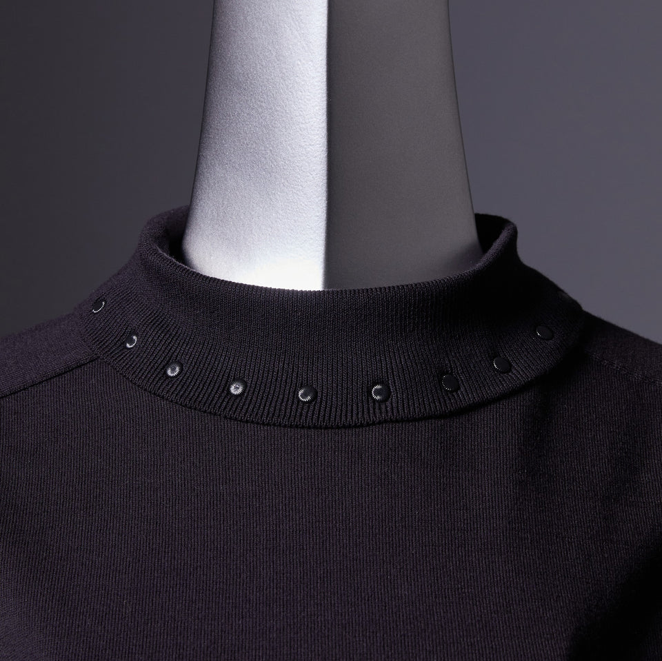 TYPE-1 Knit Organic Cotton High Neck Collar Part (Black)