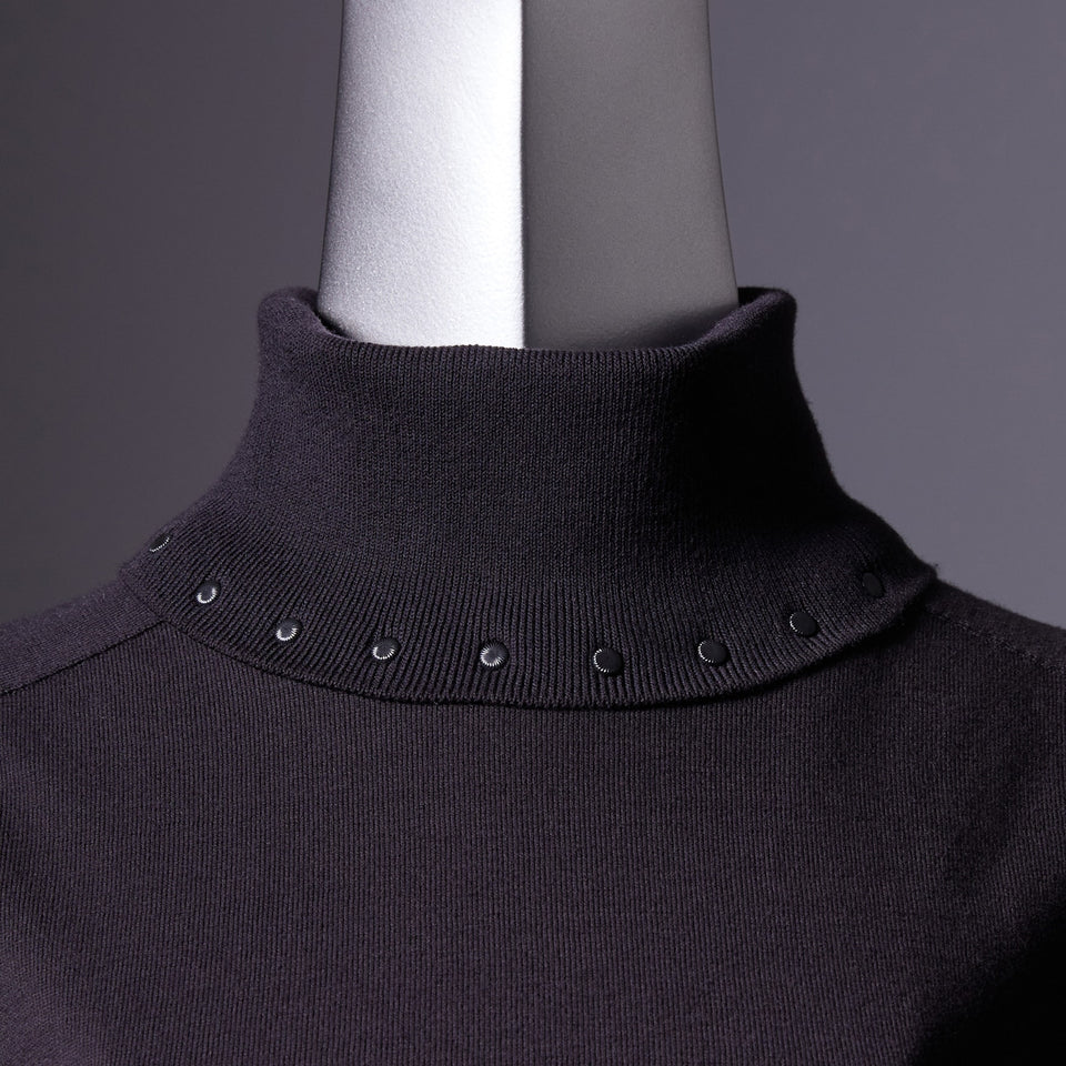TYPE-1 Knit Organic Cotton Turtle Neck Collar Part (Black)