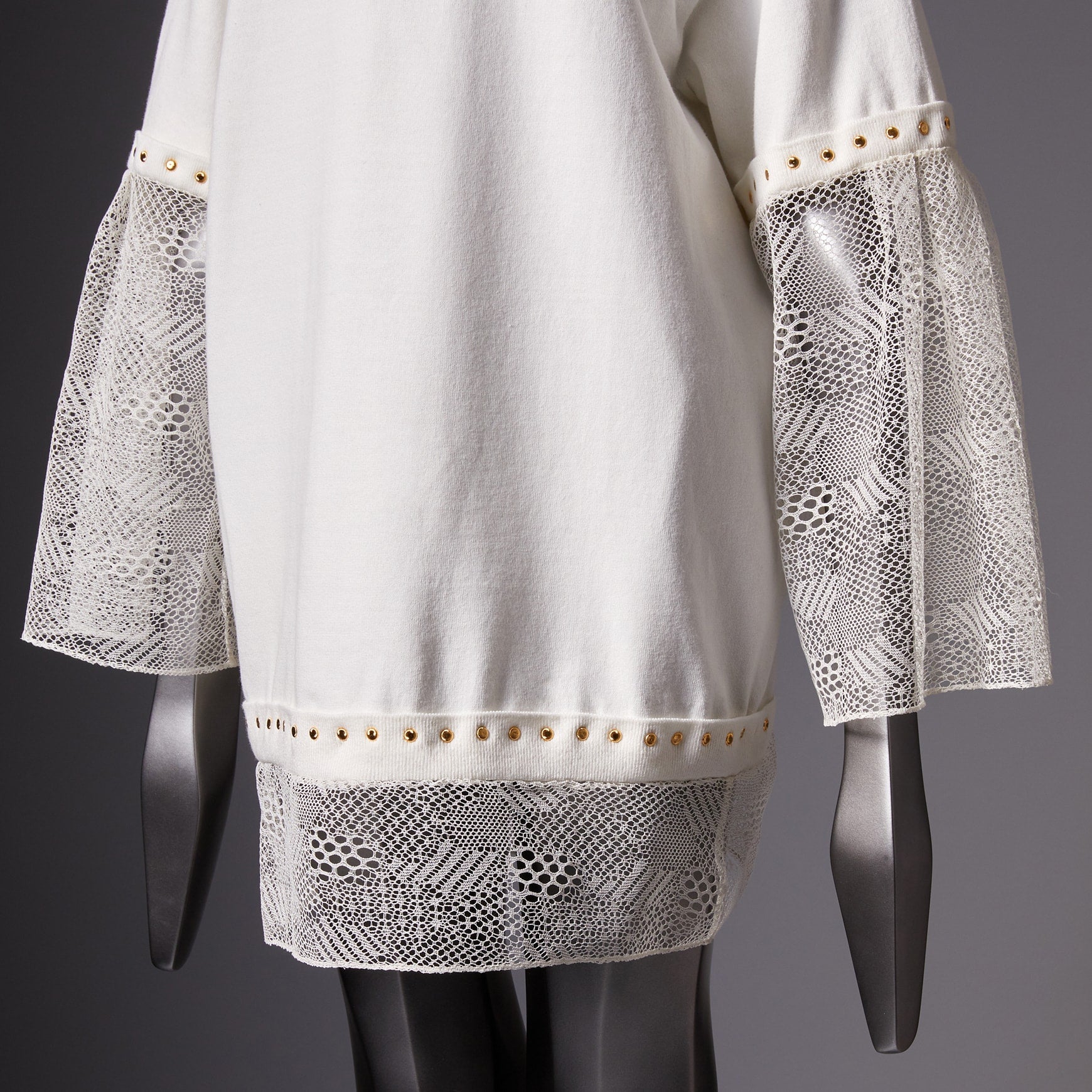 TYPE-1 Knit Organic Cotton Half Sleeves with French Lace Sleeve Parts Long and Gold Washer(White Cells)