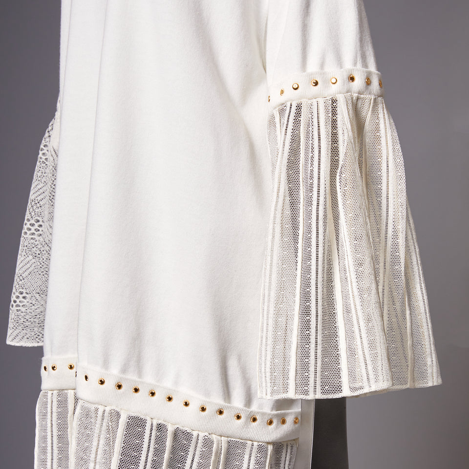 TYPE-1 Knit Half Sleeves French Lace Sleeve Parts Long (White Stripes)