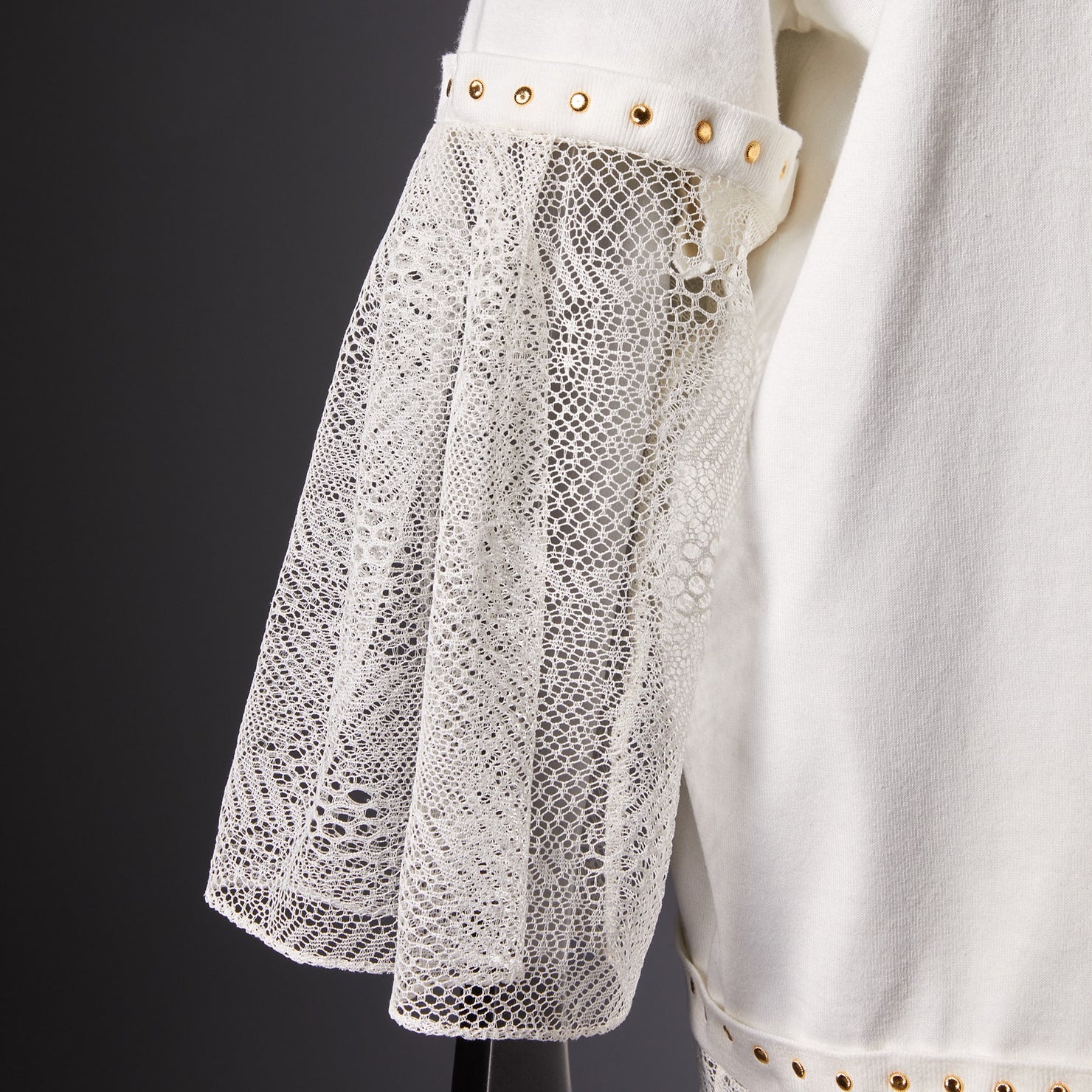 TYPE-1 Knit Half Sleeves French Lace Sleeve Parts Long (White Cells)