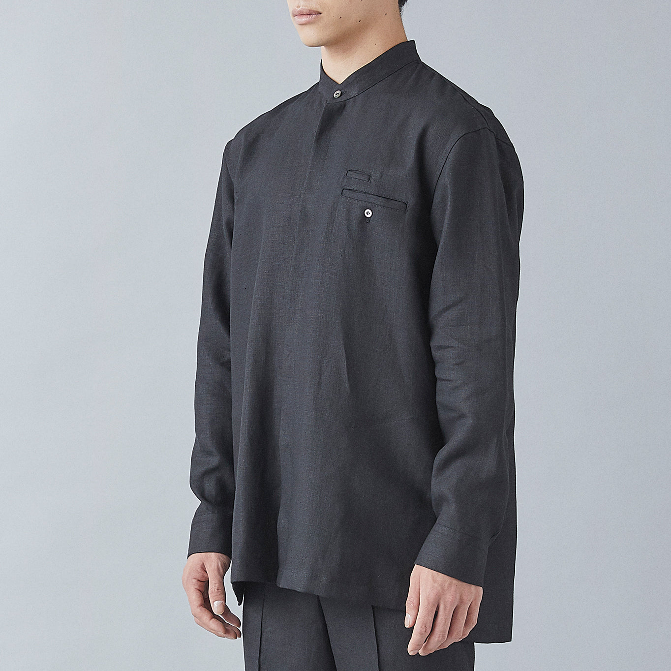 Atelier Mao Collar Shirt (Black)